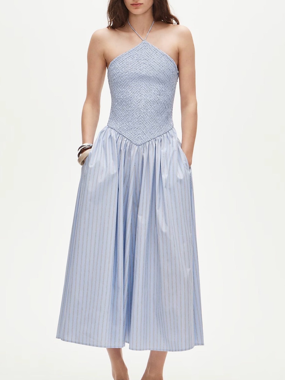 J. Crew Light Blue Halter Midi Dress